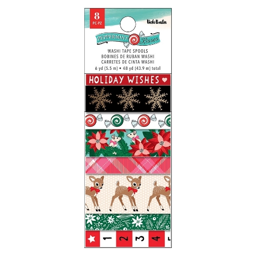 Picture of American Crafts Vicki Boutin Washi Tape Spools Διακοσμητικές Ταινίες - Peppermint Kisses, 8τεμ.