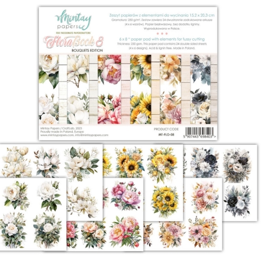Picture of Mintay Papers Die-Cut Book Βιβλίο Σχεδίων για Κοπή  6''x8" - Flora Book 8, Bouquets Edition