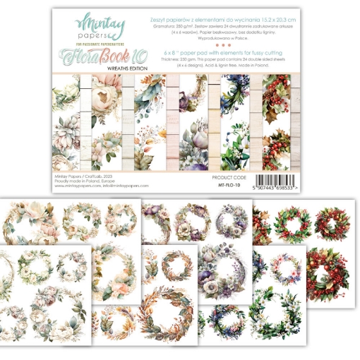 Picture of Mintay Papers Die-Cut Book Βιβλίο Σχεδίων για Κοπή  6''x8" - Flora Book 10, Wreaths Edition