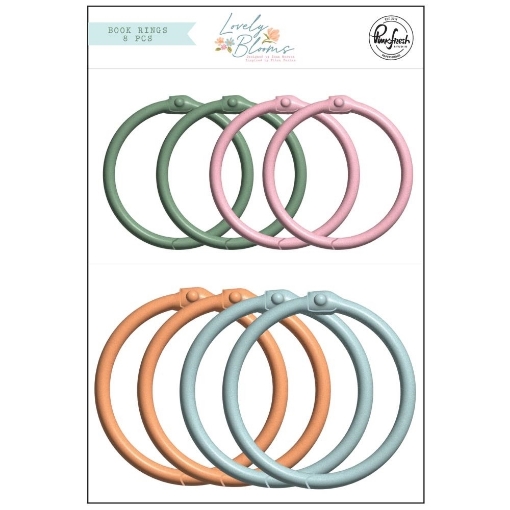 Picture of Pinkfresh Studio Book Rings Lovely Blooms | Σετ Χρωματιστοί Κρίκοι Βιβλιοδεσίας, 8 τεμ