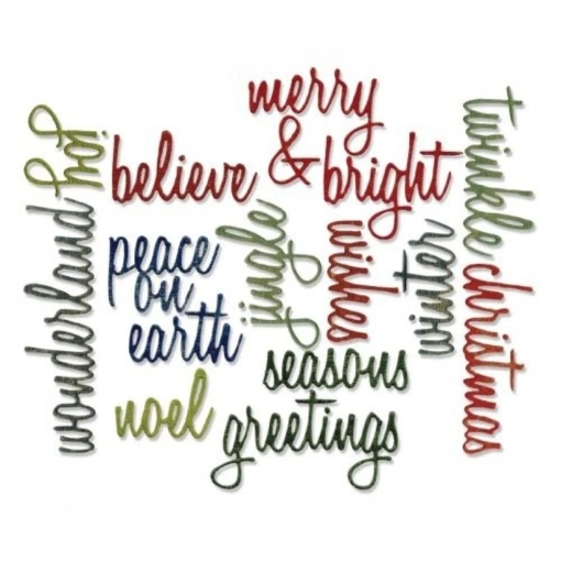 Picture of Sizzix Thinlits Dies By Tim Holtz Μήτρες Κοπής - Holiday Words: Script, 17τεμ.