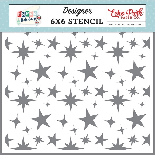 Picture of Echo Park Στένσιλ 6"x6" - Happy Holidays, What Fun Stars
