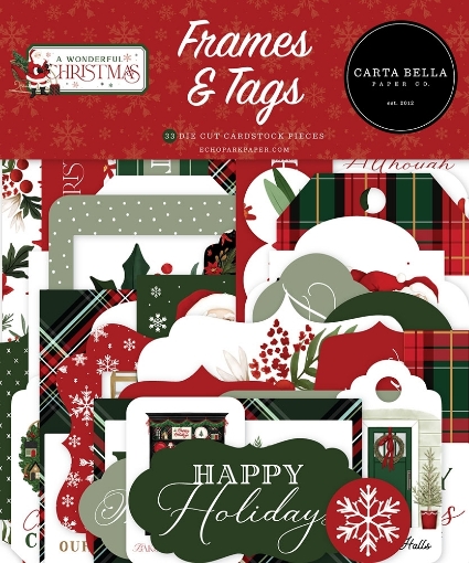 Picture of Carta Bella Διακοσμητικά Cardstock Εφέμερα - A Wonderful Christmas, Frames & Tags, 33τεμ.