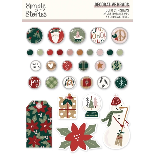 Picture of Simple Stories Διακοσμητικά Αυτοκόλλητα Brads - Boho Christmas, 32τεμ.