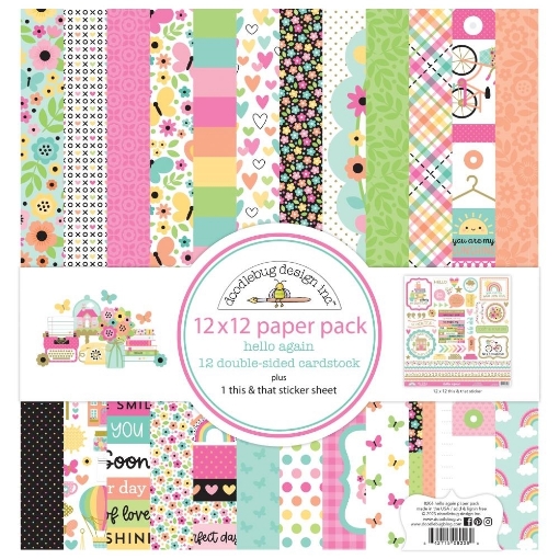 Picture of Doodlebug Design Paper Pack | Συλλογή Χαρτιών Scrapbooking Διπλής Όψης 12" x 12" – Hello Again