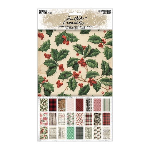 Picture of Tim Holtz Idea-Ology Backdrops Χαρτιά Cardstock Διπλής Όψης 6"x10" - Christmas 2023, 24τεμ.