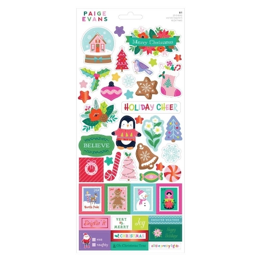 Picture of American Crafts Paige Evans Cardstock Αυτοκόλλητα με Red Foil - Sugarplum Wishes, 81τεμ.