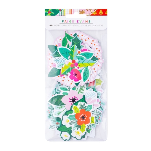 Picture of American Crafts Paige Evans Διακοσμητικά Εφήμερα - Sugarplum Wishes, Floral With Silver Glitter, 40τεμ.