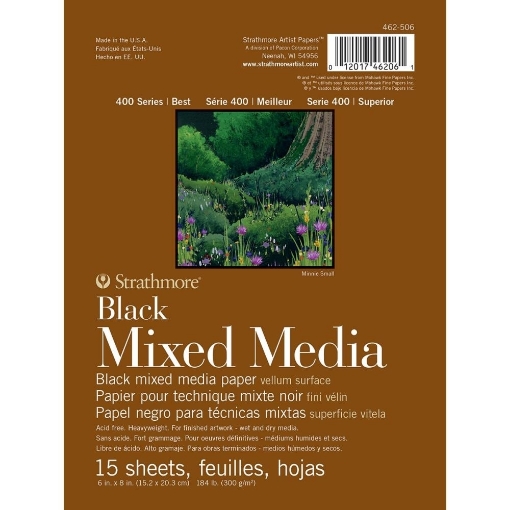 Picture of Strathmore 400 Series Mixed Media Black Pad 15 x 20 cm | Μαύρο Μπλοκ Mixed Media 300gsm, 15 Φύλλα
