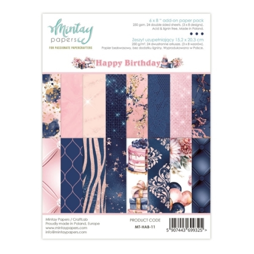 Picture of Mintay Papers Add-On Μπλοκ Scrapbooking Διπλής Όψης  6''x8" - Happy Birthday