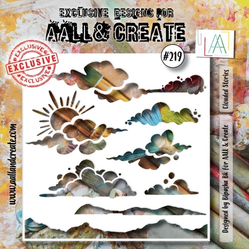 Picture of Aall & Create Stencil Nr. 219 Clouded Stories - Στένσιλ 6" x 6"