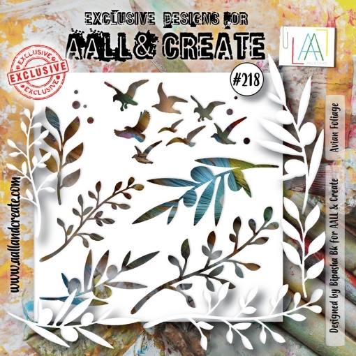 Picture of Aall & Create Stencil Nr. 218 Avian Foliage - Στένσιλ 6" x 6"