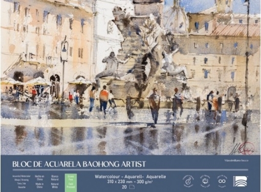 Picture of Baohong Artist Edition Watercolor Paper Pad | Μπλοκ Ακουαρέλας 31 x 23 cm, Hot Press, 20 Φύλλα, 300gsm