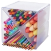 Picture of Deflecto Stackable Open Cube Desk & Craft Organizer 6'' x 6'' x 6'' - Clear, X-Divided