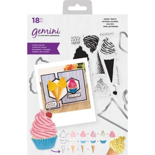 Picture of Crafter's Companion Gemini Stamp & Die Σετ Σφραγίδες και Μήτρες Κοπής - Sweet Treats, 18τεμ.