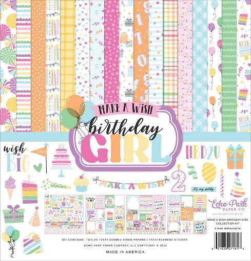 Picture of Echo Park Συλλογή Χαρτιών Scrapbooking Διπλής Όψης 12"X12" - Make A Wish Birthday Girl