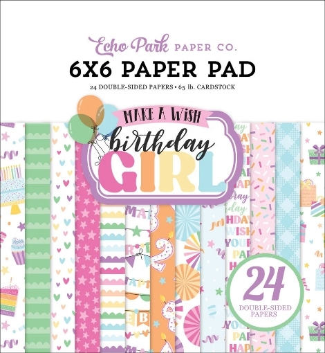 Picture of Echo Park Double-Sided Paper Pad 6"X6" - Make A Wish Birthday Girl