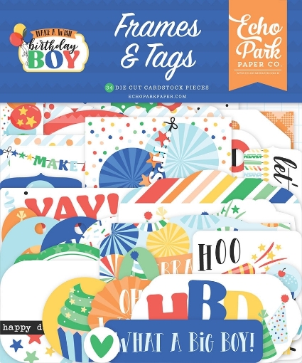 Picture of Echo Park Cardstock Εφήμερα Frames & Tags | Make A Wish Birthday Boy, 34τεμ.