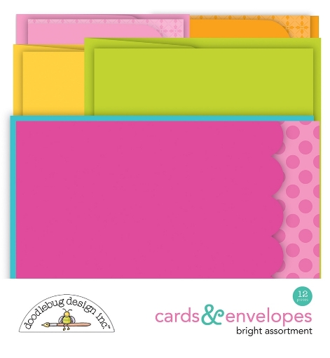 Picture of Doodlebug Design Σετ με Κάρτες και Φακέλους - Cute & Crafty, Bright Assortment, 12τεμ.