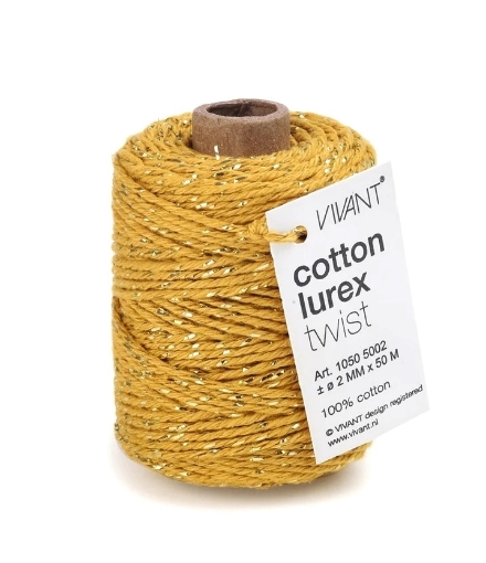 Picture of Vivant Cotton Lurex Cord – Στριμμένο Νήμα Χειροτεχνίας Ochre με Lurex, 50m