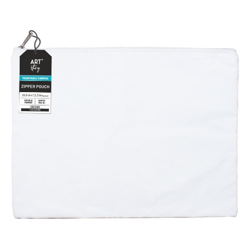 Picture of Little Birdie Customizable Canvas Zipper Pouch  - Υφασμάτινη Κασετίνα 15.5"X11.5" - Λευκό