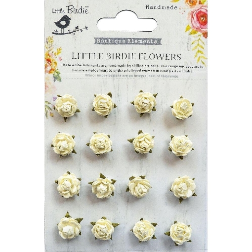 Picture of Little Birdie Beaded Micro Roses Χάρτινα Λουλούδια - Moon Light, 16τεμ.