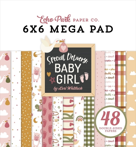 Picture of Echo Park Mega Paper Pad 6"x6" | Μπλοκ Χαρτιών Special Delivery Baby Girl, 48 Φύλλα