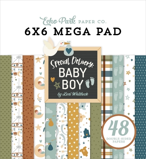 Picture of Echo Park Mega Paper Pad 6"x6" | Μπλοκ Χαρτιών Special Delivery Baby Boy, 48 Φύλλα
