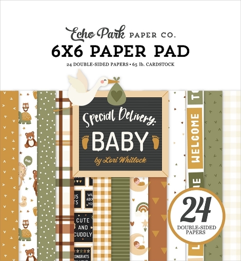 Picture of Echo Park Paper Pad 6"x6" | Μπλοκ Χαρτιών Special Delivery Baby σε Ουδέτερες Αποχρώσεις, 24 Φύλλα