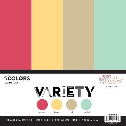 Picture of Photoplay Μονόχρωμα Φύλλα Scrapbooking Διπλής Όψης 12" X 12" - Sweet Little Princess, My Colors Cardstock, Variety Pack
