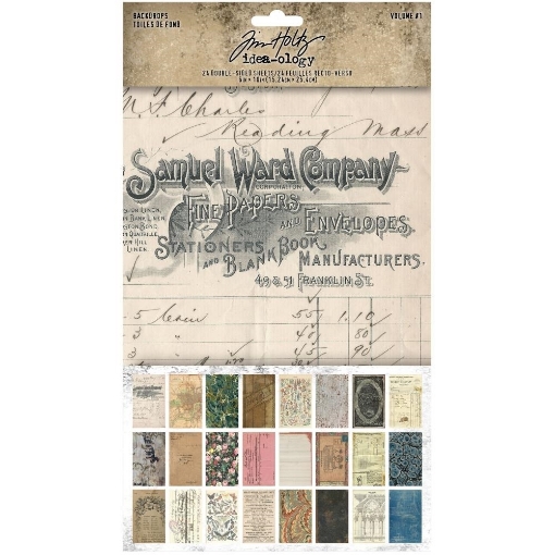 Picture of Tim Holtz Idea-Ology Backdrops Volume 1 | Χαρτιά Cardstock Διπλής Όψης, 24 Φύλλα