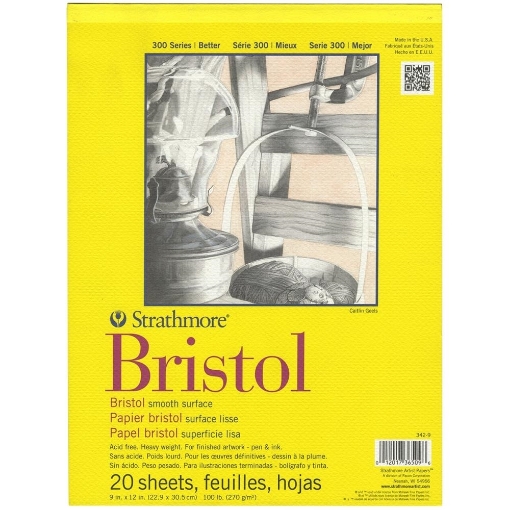 Picture of Strathmore 300 Series Bristol Smooth Pad 23 x 30,5 cm | Μπλοκ Bristol Smooth 270gsm, 20 Φύλλα