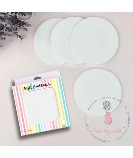 Picture of Dress My Craft Acrylic Round Coasters - Στρογγυλά Ακρυλικά Σουβέρ 3.8", 4τεμ.