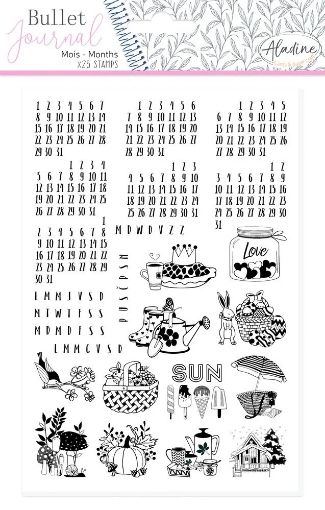 Picture of Aladine Bullet Journal Foam Stamps | Universal Months Planner & Journal Stamp Set, 25 pcs