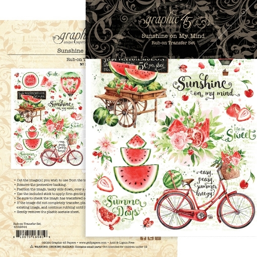 Picture of Graphic 45 Rub-On Transfers  6" x 8" - Sunshine On My Mind, 2pcs