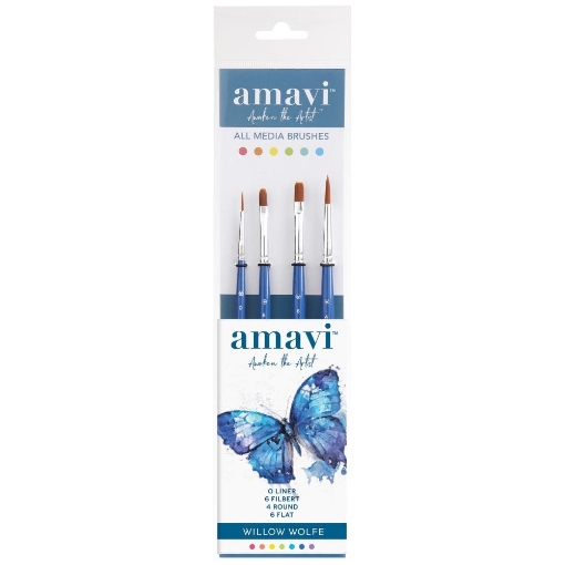 Picture of Willow Wolfe Amavi Artist Specialty Brush Set Πινέλα - Σετ 5: Liner, Filbert, Round, Flat, 4τεμ.