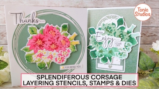 Picture of Tonic Studios Die, Stamp & Stencil Collection - Splendiferous Corsage, 33pcs