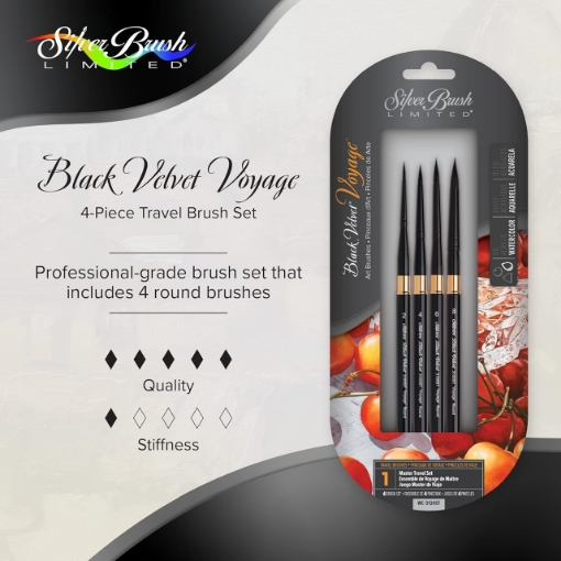 Picture of Silver Black Velvet Master Travel Set WC-31224ST | Σετ Σπαστών Πινέλων Ακουαρέλας (4 τεμ.)