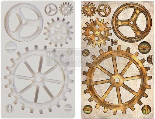 Picture of Finnabair Imaginarium Decor Mould 5" x 8" – Large Gears – Καλούπι Σιλικόνης με Steampunk Γρανάζια