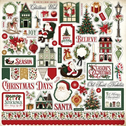 Picture of Carta Bella Cardstock Διακοσμητικά Αυτοκόλλητα Elements 12” x 12” - A Vintage Christmas, Accents, 81τεμ.