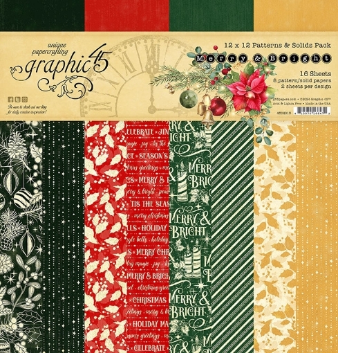 Picture of Graphic 45 Patterns & Solids Pack - Μπλοκ Scrapbooking 12'' x 12'' - Merry & Bright