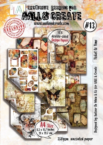 Picture of Aall and Create Design Paper Nr 13 Ticket to Time - Χαρτιά Cardstock Διπλής Όψης A4