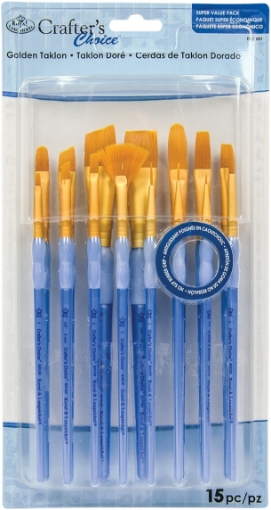 Picture of Royal & Langnickel Crafter’s Choice | Σετ Πινέλων Gold Taklon Value Pack, 15 τεμ.