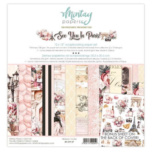 Picture of Mintay Papers Χαρτιά Scrapbooking Διπλής Όψης 12''x12'' - See You in Paris