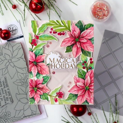 Picture of Pinkfresh Studio Layering Στένσιλ Σετ - Poinsettia Frame, 7τεμ.