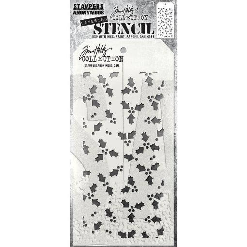 Picture of Stampers Anonymous Tim Holtz Layering Stencil 4"x8.5" | Στένσιλ – Tiny Holly 