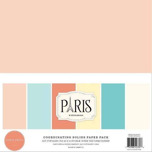Picture of Carta Bella Coordinating Μονόχρωμα Φύλλα Scrapbooking Διπλής Όψης 12'' x 12'' - Paris