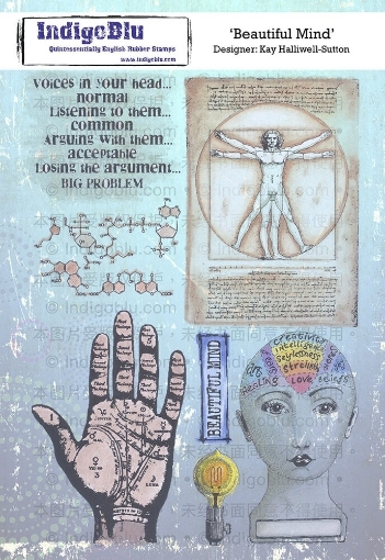 Picture of IndigoBlu Rubber Stamps Σφραγίδες A5 - Beautiful Mind, 7τεμ.
