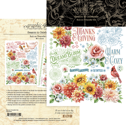 Picture of Graphic 45 Season to Celebrate Rub-On Transfers 6x8 – Φύλλα Μεταφοράς Εικόνας 2 Τεμαχίων