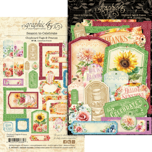 Picture of Graphic 45 Season to Celebrate Chipboard Tags & Frames – Διακοσμητικά Chipboard 30 Τεμαχίων
